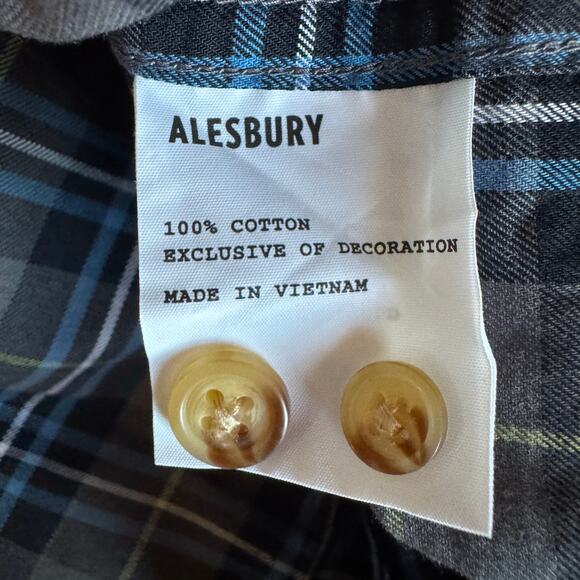 Alesbury Long Sleeve Gray Blue Button Up Shirt Men’s Cotton NWT Size Medium Tall - Picture 7 of 9